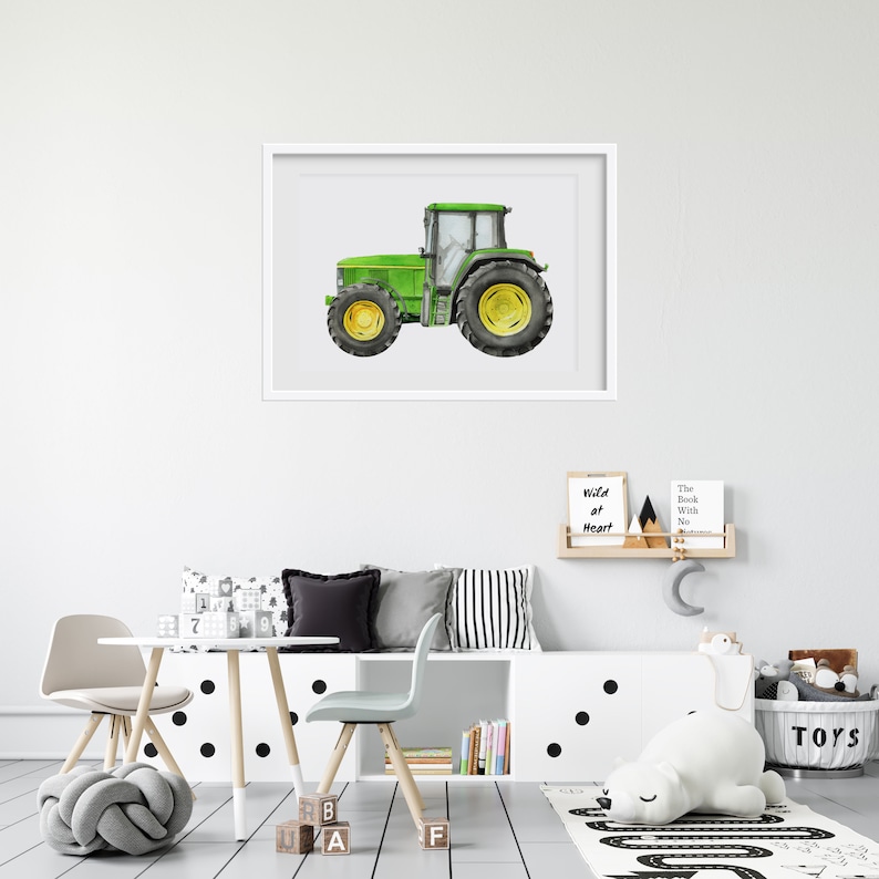 Green Printable Tractor Vintage tractor Boys room Decor Etsy