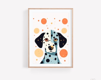 Dalmatian dog print, cute dog poster, abstract dog portrait, Modern Dog Art, kids Bedroom, Wall Decor, Dog lovers Gift, puppy nursery theme