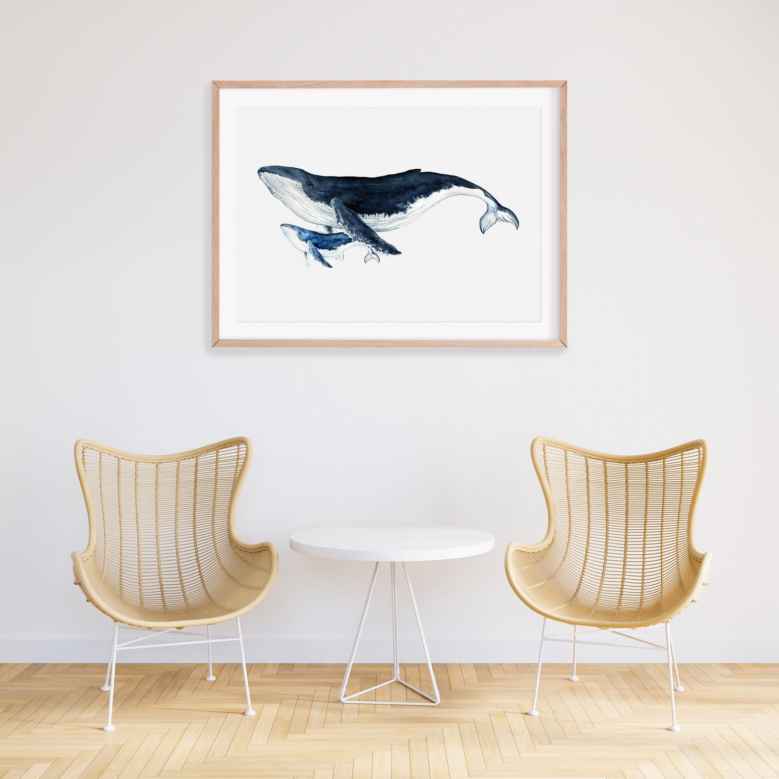 Humpback Whale Whale With Baby Whale Art Print Watercolor - Etsy