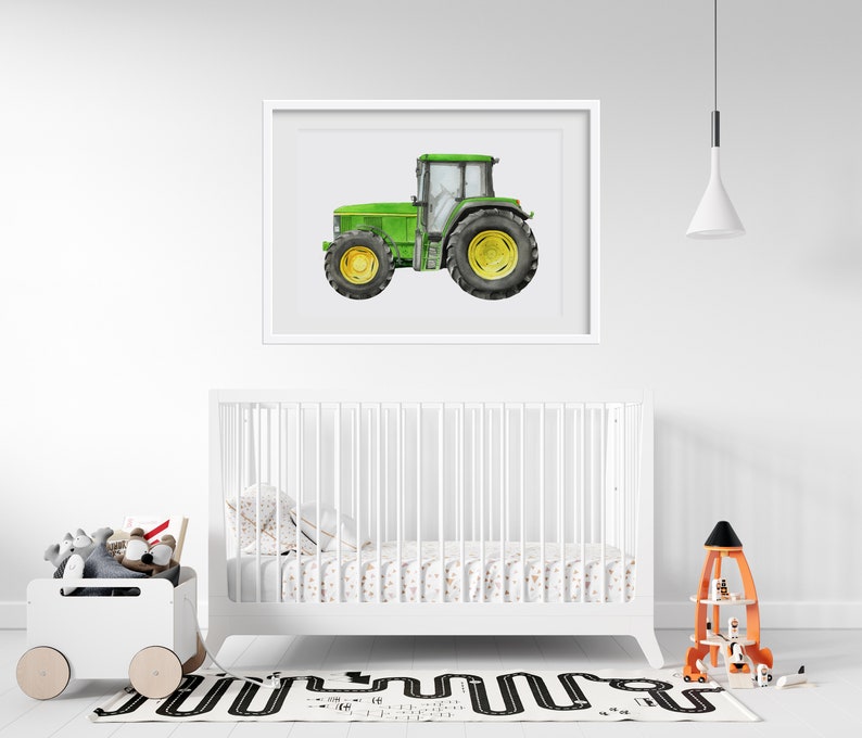 Green Printable Tractor Vintage tractor Boys room Decor Etsy