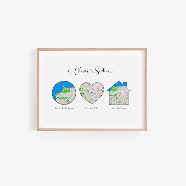 Personalized The Story of Us Map, Anniversary Wedding Gift, Personalized Gift for Husband and Wife, Closing Gift for Wife, Gift for couple