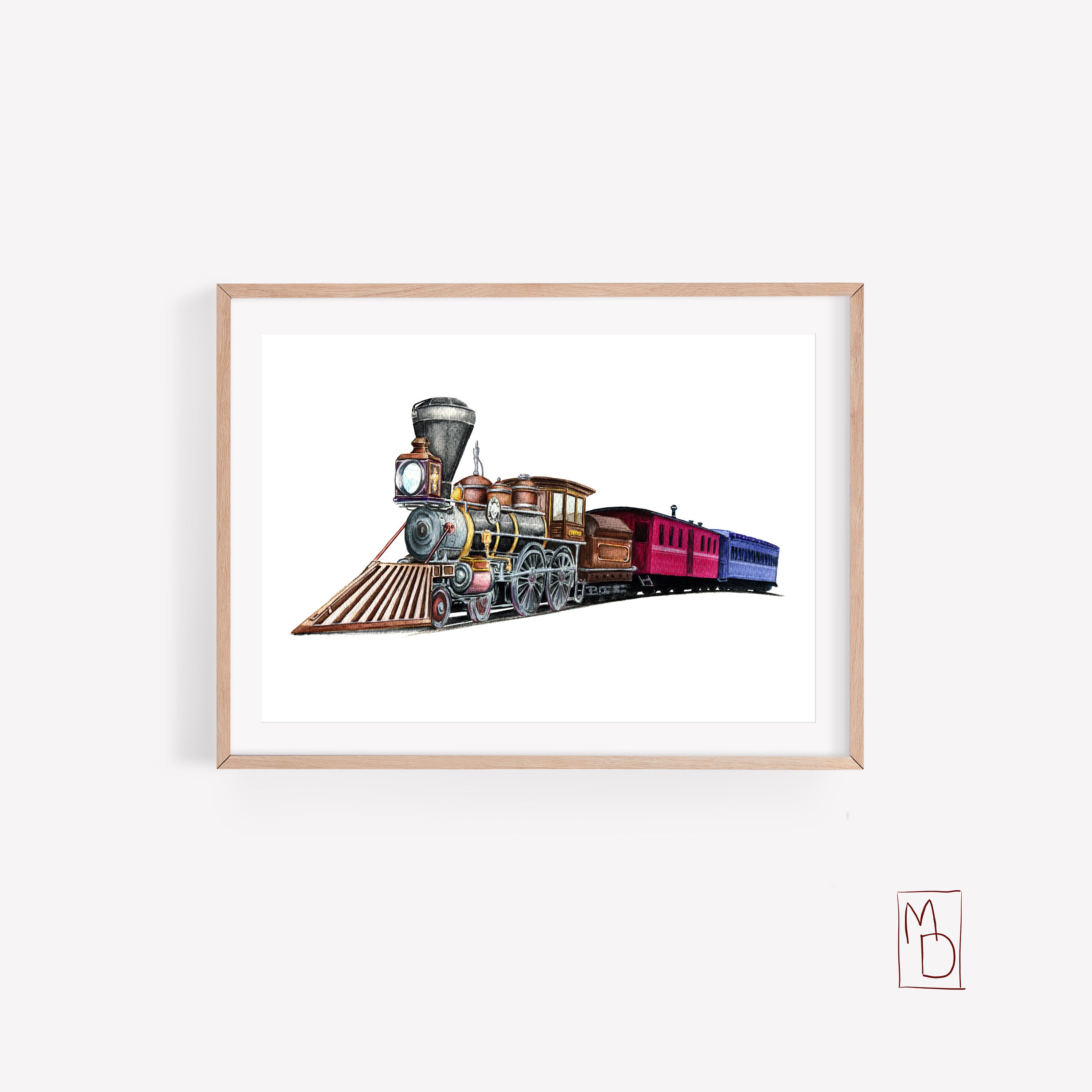 Vintage train art Steamtrain poster old train wall art locomotive art ...