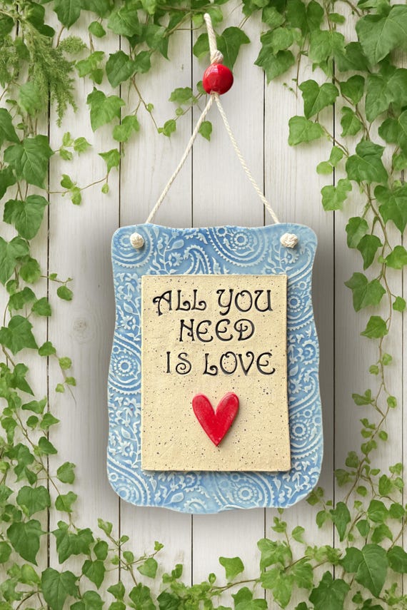 All You Need Is Love - Handmade Ceramic Tile Wall Hanging