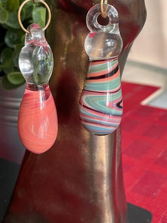 Fan Pulls Handmade Colorful Blown Glass