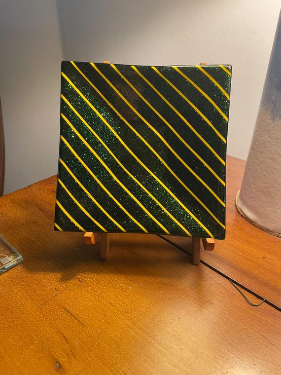 Dark green glass dish