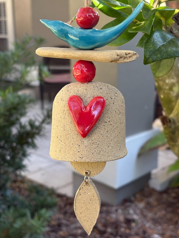 Whimsical Bell with Heart and Blue