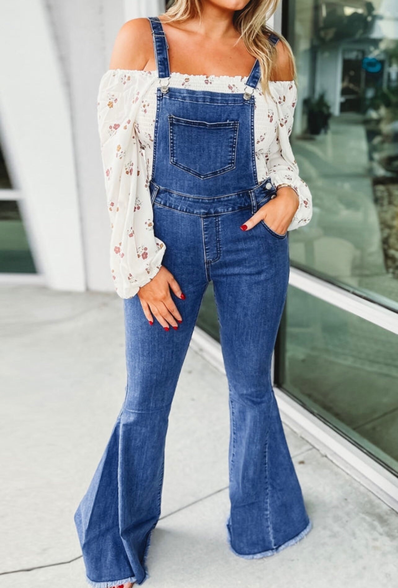 Flare leg sale denim overalls