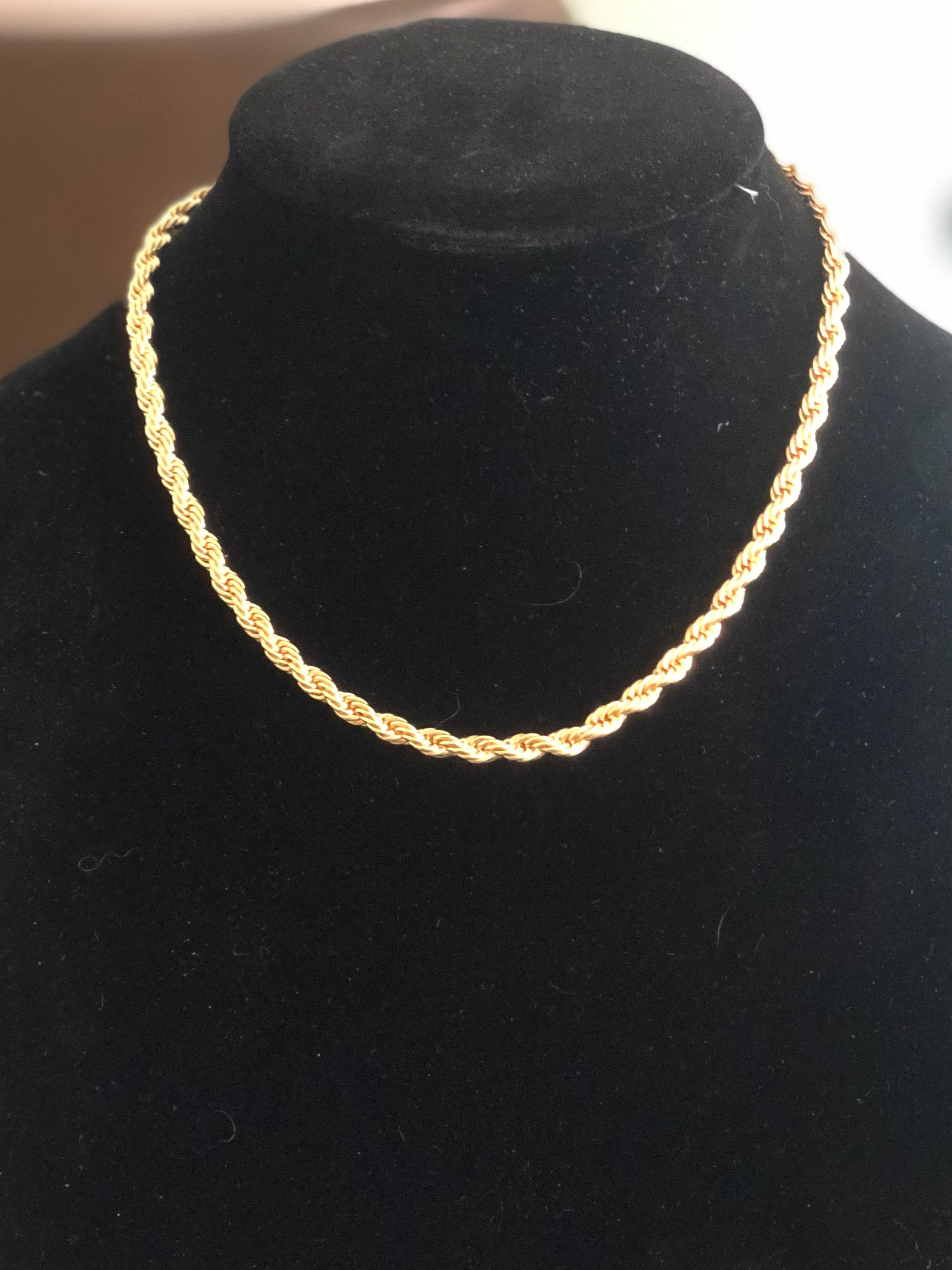 4/6/8/10 mm 24K Yellow Gold Filled Rope Chain Necklace 20 22 24 26 28 30 inch 