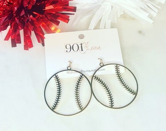 Gold Baseball Earrings