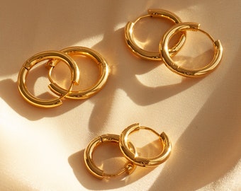 Gold Hoop Earrings, Antitarnish Hoops, STAINLESS STEEL hoops, 10 mm, 12 mm, Tarnish Resistant, Unisex Hoops, Mother's Day Gift