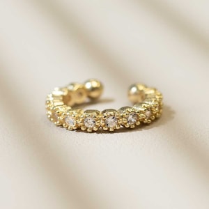 14K Gold Ear Cuff, Pave Cuff Earrings, Ear Cuff No Piercing, Cartilage Earring, Dainty Ear Cuffs, Trend Ear Cuffs, Christmas Gift