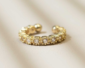 14K Gold Ear Cuff, Pave Cuff Earrings, Ear Cuff No Piercing, Cartilage Earring, Dainty Ear Cuffs, Trend Ear Cuffs, Christmas Gift