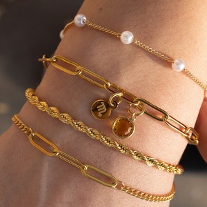 Minimalist Bracelet Chains, Zodiac Birthstone Bracelet, Rope Bracelet, Paperclip Bracelet, Pearl Bead Chain Bracelets, Friendship Bracelet
