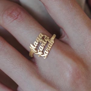 Multiple Name Ring by Babeina, Two Name Ring, Triple Name Ring, Double Name Ring, Personalized Gift For Mom, New Mom Gift, Christmas Gift