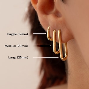 U Link Hoops Earrings by Babeina, U Shaped Earrings, Minimalist  Earrings, Link Hoops, Trend Hoop Earrings, 12mm, 20mm, 25mm, Oblong Hoops