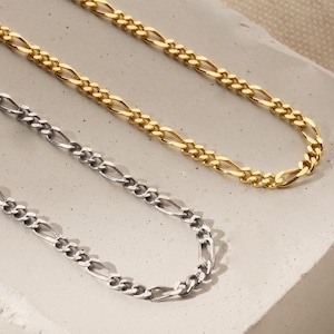 Figaro Chain NEcklace with silver and 14k Gold