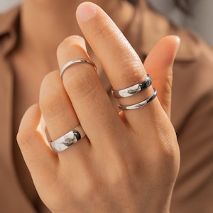 Silver Ring Set by Babeina, Fit Plain Wedding Band, 2MM 4MM 6MM Band Ring, Men Women Matching Ring, Classy Dome Band, Gift for men