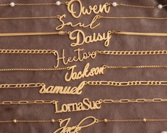 14k Solid Gold Name Necklace, Personalized Gift for Her, Personalized Jewelry, Custom Name Necklace, Gift for mom, Mothers Day Gift