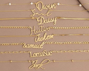 14k Solid Gold Name Necklace, Personalized Gift for Her, Personalized Jewelry, Custom Name Necklace, Gift for mom, Mothers Day Gift