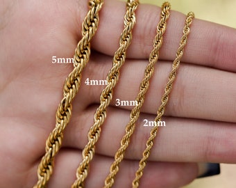 18K Gold Rope Chain Necklace, Twist Chain, Paperclip Chain, Christmas Gift Wave Chain, Curb, Dainty, Figaro Chain for men, Christmas Gift