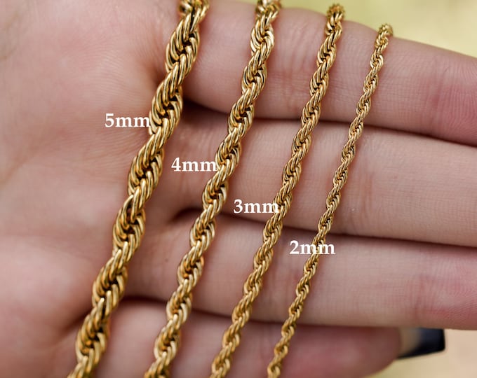18K Gold Twisted Rope Chain Necklace • Gold Layering Necklace • Thick ...