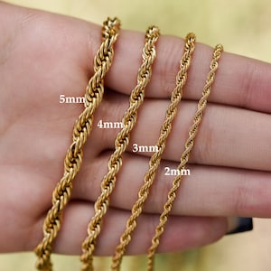 18K Gold Rope Chain Necklace, Twist Chain, Paperclip Chain, Christmas Gift Wave Chain, Curb, Dainty, Figaro Chain for men, Christmas Gift
