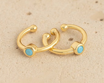 Turquoise Ear Cuff, Dainty Ear Cuff, Minimalist Ear Cuff, No Piercing Ear Cuff, Tiny Ear Cuffs, Conch Ear Cuff, Fake Piercing Gift for her