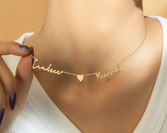 Multiple Name Heart Necklace by Babeina, Custom Name and Heart