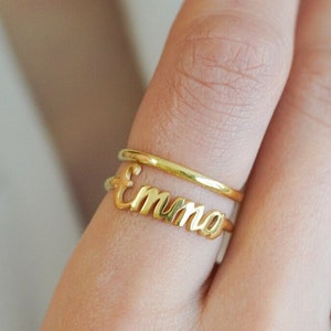 14k Solid Gold Name Ring, Initial Ring, Personalized Ring, Custom Ring, Personalized Gift, Personalized Jewelry, Christmas Gift, Multi Name