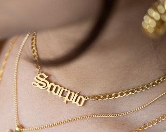 Libra Nameplate Necklace - Etsy
