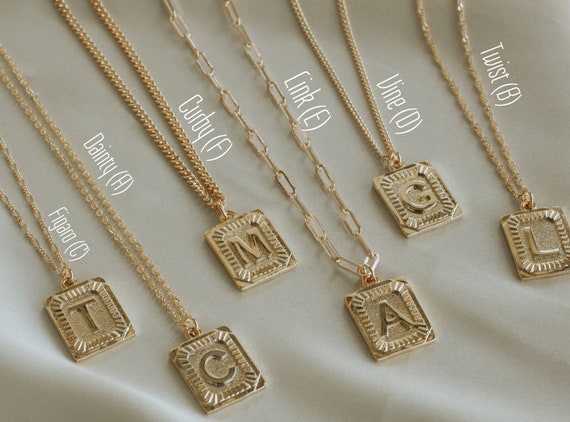Gold Initial M Necklace Medal G Letter 