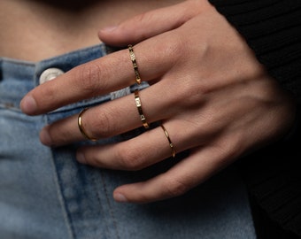 Gold Stackable Rings by Babeina, Thin Gold Ring, Waterproof Rings, Minimalist Ring, Gold Rings, Tarnish Free Band Ring, Knuckle Ring, Midi