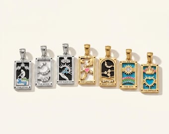 Tarot Card Charm Pendant, Add On Charm for Necklace Bracelet Earrings, Celestial Jewelry Supply, Star Moon Magician Lovers Sun Empress
