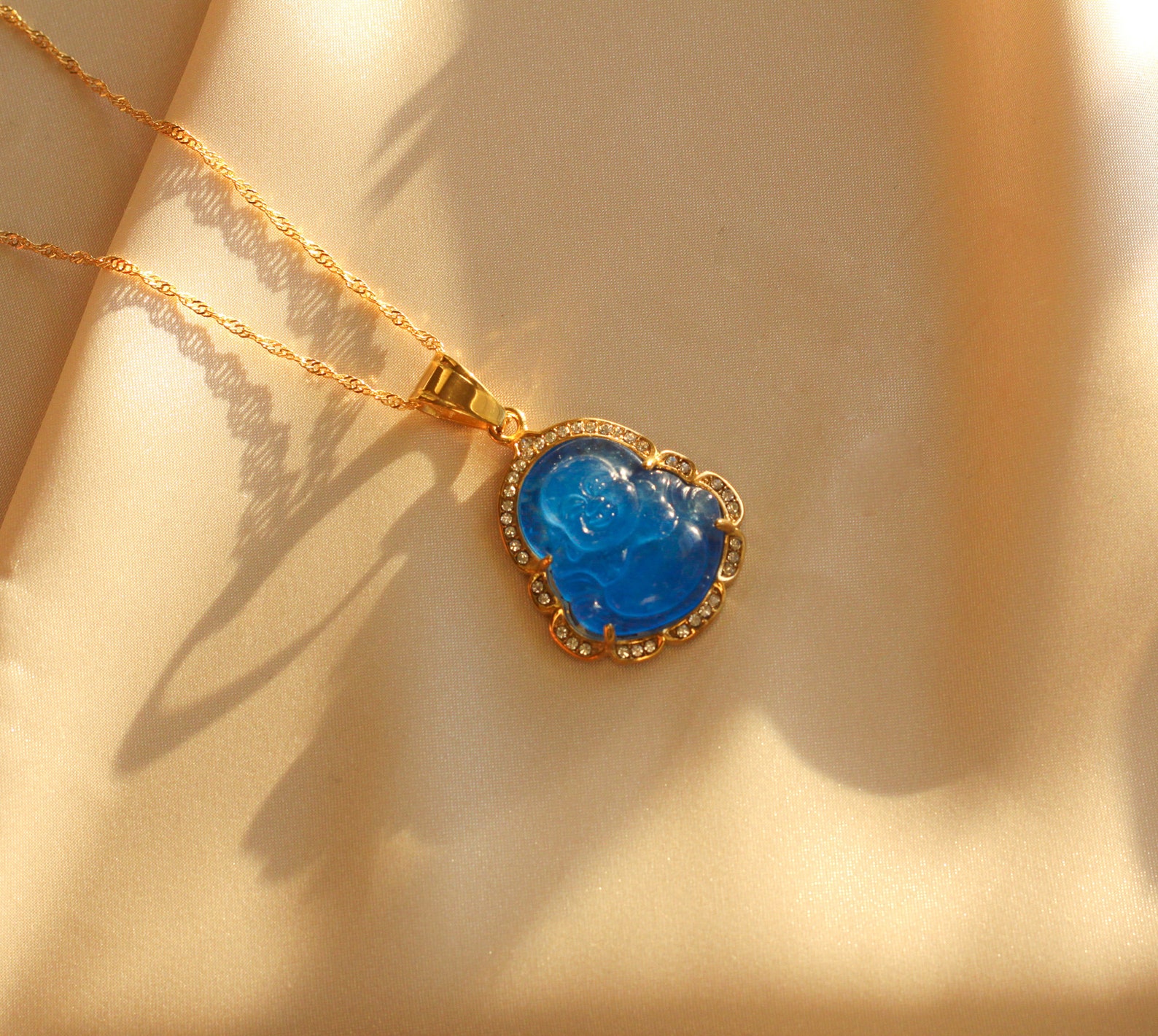 18K GOLD Blue Buddha Necklace Jade Buddha Jewelry STAINLESS Etsy