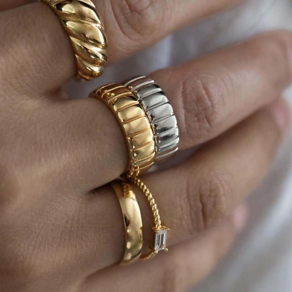 Gold VERMEIL Bold Ring, Iconic Dome Ring by Babeina, Bubble Band Ring, Gold Band Ring, Thick Band Ring, Sterling Silver, Everyday Ring,