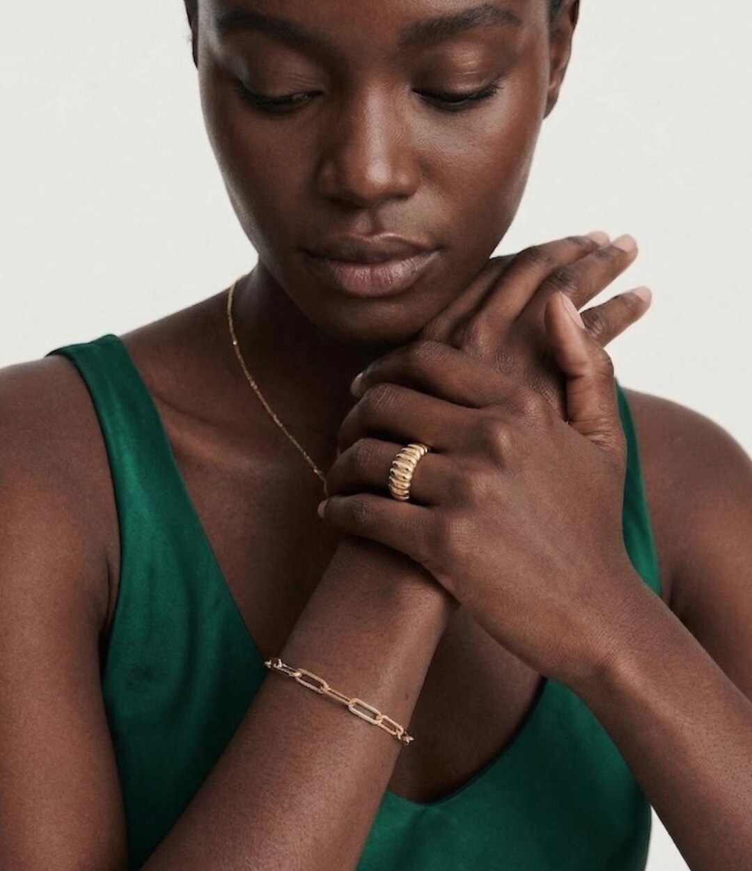Vermeil Gold Chunky Dome Ring in 925 Sterling Silver, Bold Statement ...
