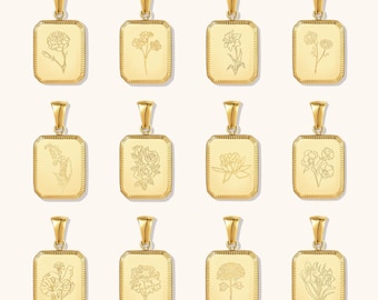 Birth Flower Pendant, Birth Month Flower Charm, Personalized Gifts For Her, Engravable Charm, Bridesmaid Gift, Christmas Gift