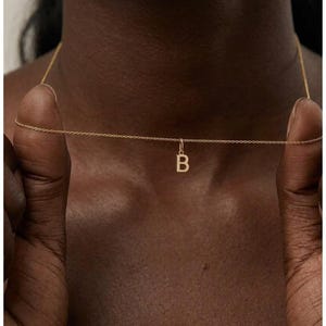 Plain Tiny Letter Necklace, Adjustable Initial Necklace, Personalized Gift Idea for Christmas, Minimalist Monogram Jewelry