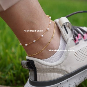 18K Gold Chain ANKLET, Cable Chain, Paperclip Chain, Twist Chain, Figaro Chain, Curb Chain, Dainty, WATERPROOF, Christmas Gift image 3