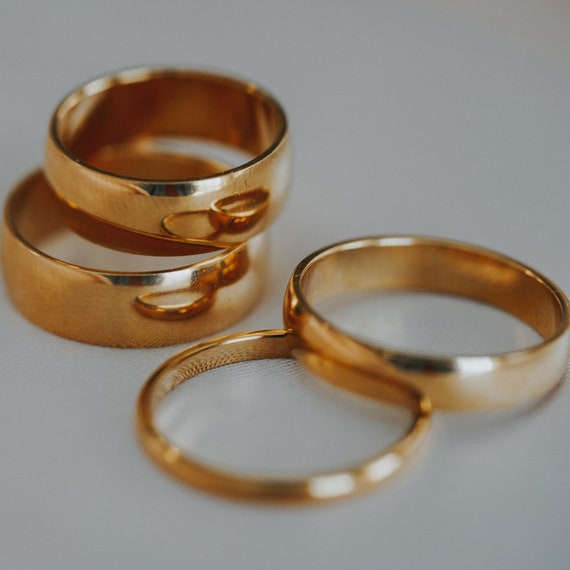 18K Gold Plated Ring, Thin Band Rings, Thick Statement Ring, Mothers Day Gift, 2mm, 4mm, 6mm, Wedding Ring, Engagement Ring, Gift for Mom