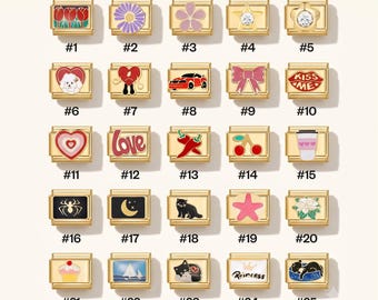 Individual Italian Charm Link, Personalized Charm, Modular Italian Link, Gold Charm Tile, Build Your Own Bracelet, Replacement Italian Charm