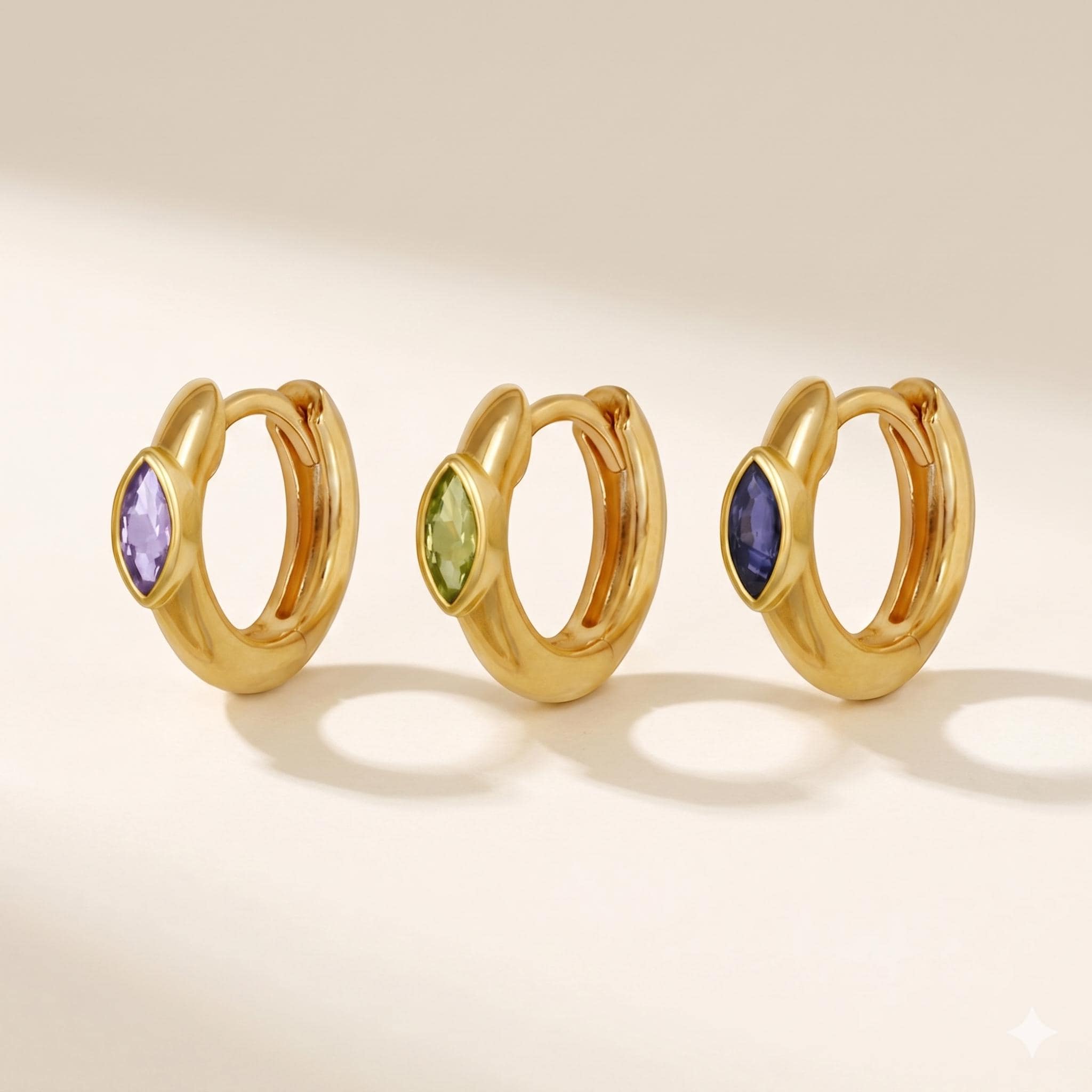 Marquise Birthstone Huggies