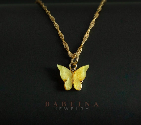 Gold Yellow Butterfly Necklace Blond 