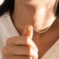 14k Gold Tiny Initial Tag Necklace by Babeina, Custom Engraved Letter Pendant Necklace in Dainty Chain, Mothers Day Gift, Multi Tag Name
