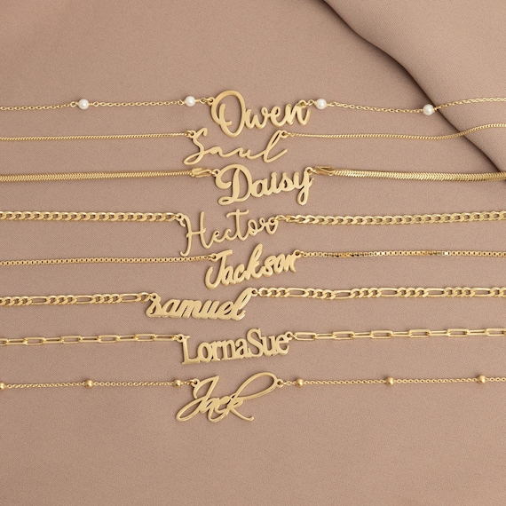 14k Solid Gold Name Necklace, Personalized Gift for Her, Personalized Jewelry, Custom Name Necklace, Gift for mom, Mothers Day Gift