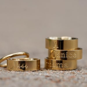 Custom Name Ring • Engraved Ring • Personalized Gift • Custom Initial Ring • Stackable Gold Ring • Christmas Gift • Unisex Wedding Ring