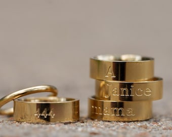 Custom Name Ring • Engraved Ring • Personalized Gift • Custom Initial Ring • Stackable Gold Ring • Christmas Gift • Unisex Wedding Ring