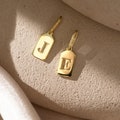 14k SOLID GOLD Initial Tag Charm, Custom Engraved Letter Pendant, Tiny Initial Charm Silver, Christmas Gift, Bridesmaid Gifts