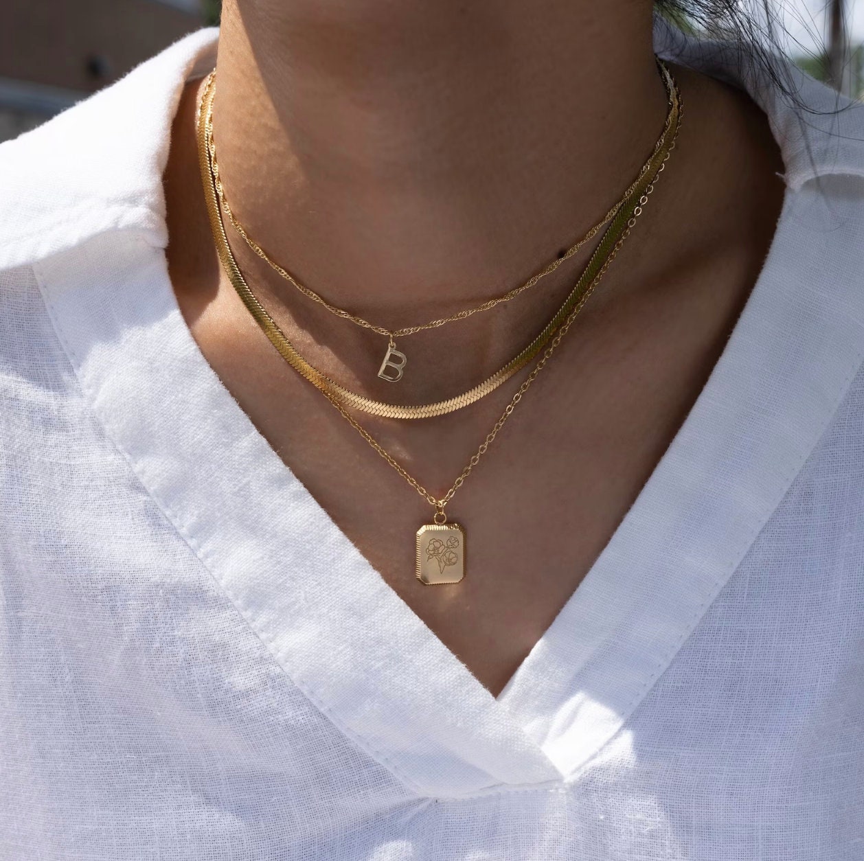 18K Gold Birth Flower Necklace, Floral Necklace, Birth Month Necklace, Christmas Gift , Gift for Mom, Flower Charm, Floral Pendant, Plant