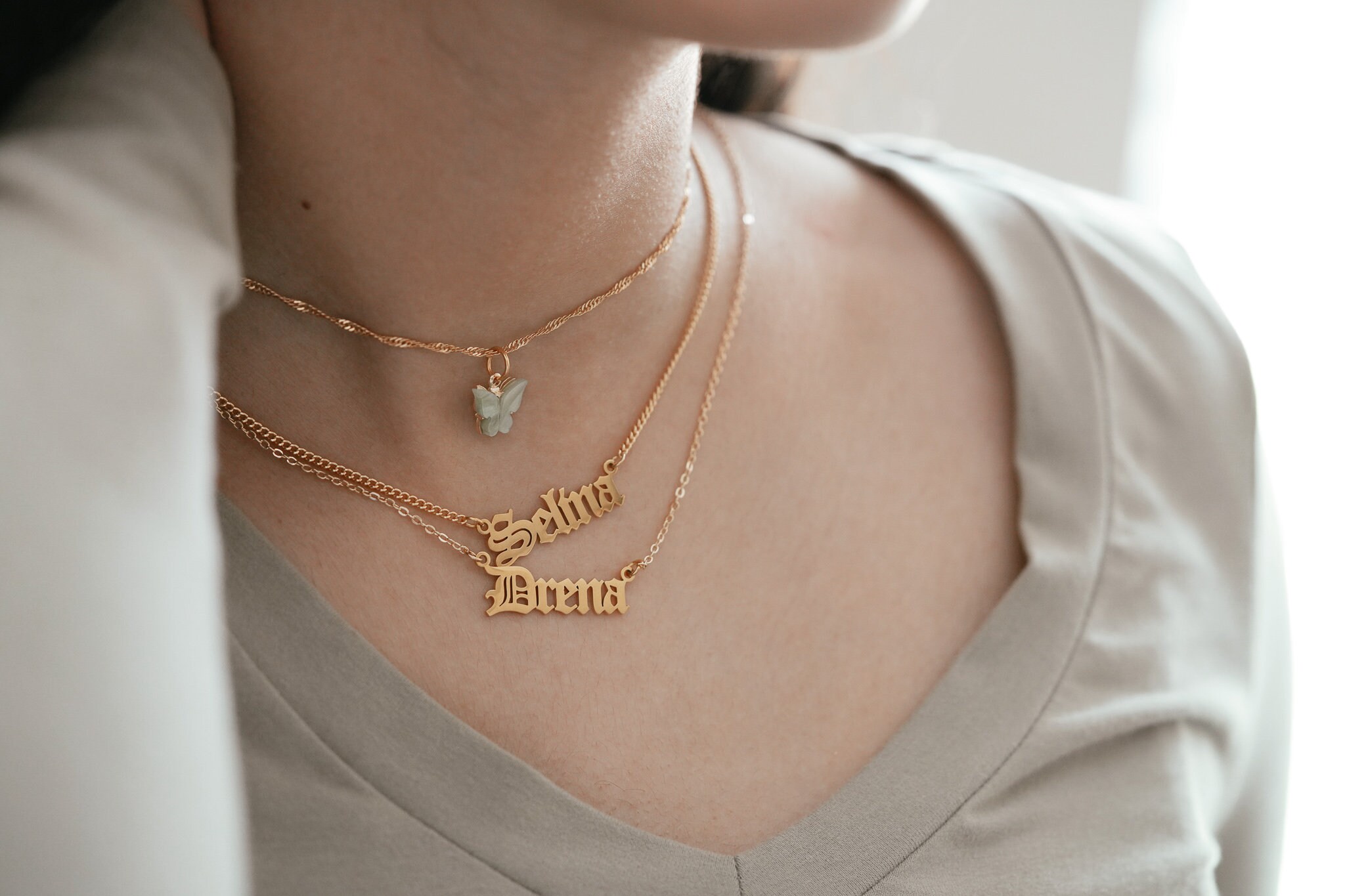 Name Necklace Figaro Waterproof Name 